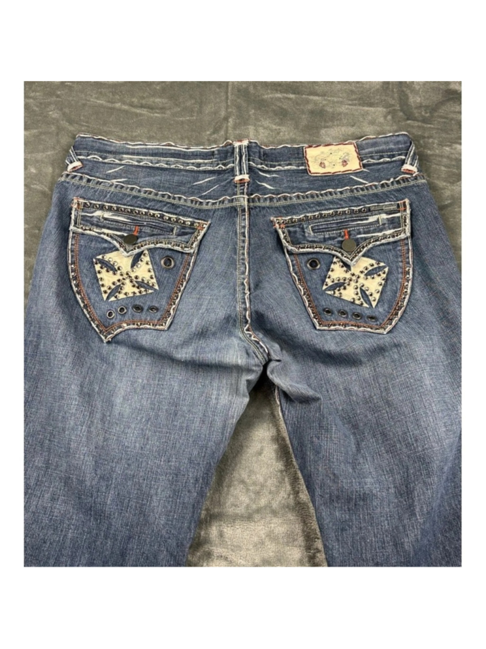 VTG Laguna Beach Jeans Men’s 40 Y2K Wide Leg Bling Light Wash Streetwear Blue